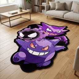 Irregular Pokemon Carpet Gastly Haunter Gengar Evolution Group Anime Floor Mat Fluffy Non-slip Rug Kawaii Bedroom Fan Gift
