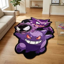 Irregular Pokemon Carpet Gastly Haunter Gengar Evolution Group Anime Floor Mat Fluffy Non-slip Rug Kawaii Bedroom Fan Gift