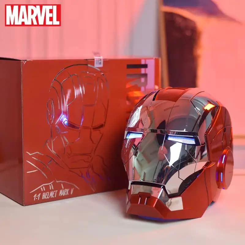 Marvel AutoKing Iron Man Mk5 Cosplay Helmet 1:1 Scale Wearable Model Toy With Voice Control And Light For Adults Birthday GiftS