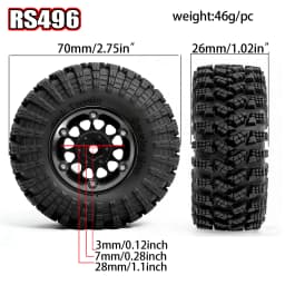 1.3” Aluminum Beadlock Wheel Tires for 1/18 1/24 RC Crawler Car SCX24 Axial AX24 FMS FCX24 TRX4M Upgrade RC Ca