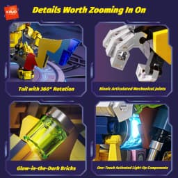 KAVOWORLD DIY Semi Mecha Anime Building Bricks Kit 1505PCS Glow Bricks Desk Decor Collectible Display Model for Building Fans