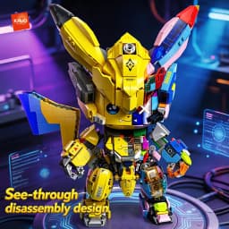KAVOWORLD DIY Semi Mecha Anime Building Bricks Kit 1505PCS Glow Bricks Desk Decor Collectible Display Model for Building Fans