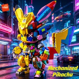 KAVOWORLD DIY Semi Mecha Anime Building Bricks Kit 1505PCS Glow Bricks Desk Decor Collectible Display Model for Building Fans