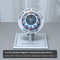 Iron Man Arc Reactor Wireless Charger Tony Stark Heart Reactor Lamp 15W Fast Wireless Charging Stand LED Light Collectible Gift