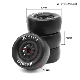 RS RC Rear Drag Racing Belted Wheel Tires for 1/10 RC Truck Car Slash 2WD Losi 22S DR10 Tension Pulling Ash