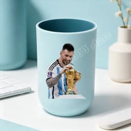 Football Superstar Messi Water Cup Portable Toiletry Cup Kids Toothbrush Cups Unisex Household Drinking Cup Bathroom Ornament