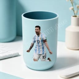 Football Superstar Messi Water Cup Portable Toiletry Cup Kids Toothbrush Cups Unisex Household Drinking Cup Bathroom Ornament