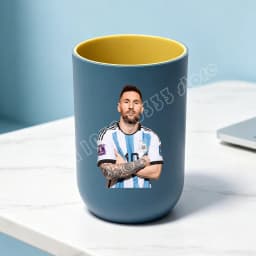 Football Superstar Messi Water Cup Portable Toiletry Cup Kids Toothbrush Cups Unisex Household Drinking Cup Bathroom Ornament