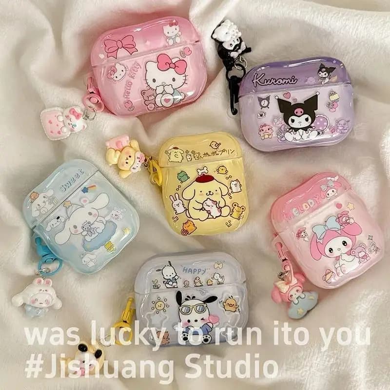 Cute Cartoon Character Cat and Dog Protective Case for AirPods Pro2 Pro3 Pro 3 2 1 4 Headphone Case with Keychain Girls Gift