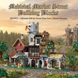 3021PCS Medieval Market Street Building Blocks Set Retro View Architecture Modular Assembly Model Collect Home Ornament Creative Toys Adult Gifts