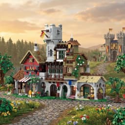 3021PCS Medieval Market Street Building Blocks Set Retro View Architecture Modular Assembly Model Collect Home Ornament Creative Toys Adult Gifts