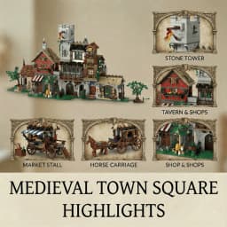 3021PCS Medieval Market Street Building Blocks Set Retro View Architecture Modular Assembly Model Collect Home Ornament Creative Toys Adult Gifts