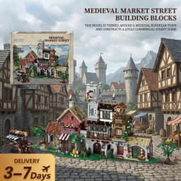 3021PCS Medieval Market Street Building Blocks Set Retro View Architecture Modular Assembly Model Collect Home Ornament Creative Toys Adult Gifts