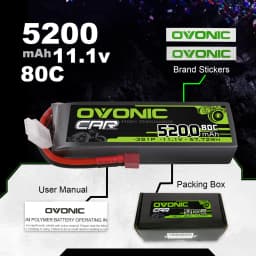 OVONIC 3S Lipo Battery 80C 5200 MAh 11.1 V Hard Case Pack with Deans T Connector for RC Car Monster Truck Crawler RC Hobby 2 Pack