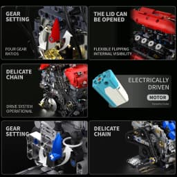 Technical V8 Electrice Driven Engine Building Blocks Simulation Supercar Engine MOC Bricks Science Education Toys Birthday Gift