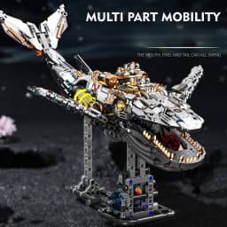 FUNXINEE 1388Pcs Ocean Life Mechanical Whale Blocks With Light Power Module Bionic Motion Creative Ornament MOC Gift Box