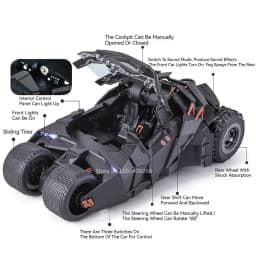 1:24 Batmobile Bolide Car Model Toy Doors Opened Shock Absorption Spray Sports Cars Models Sound Light Toys Gifts for Boys