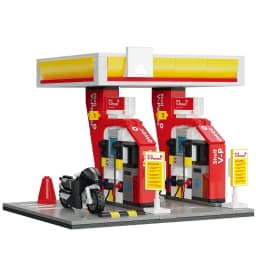 MOC City Retail Station Gas Station Car Wash Series Building Block Model Convenience Store Bricks Toys for Children DIY Gifts