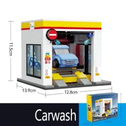 MOC City Retail Station Gas Station Car Wash Series Building Block Model Convenience Store Bricks Toys for Children DIY Gifts