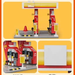 MOC City Retail Station Gas Station Car Wash Series Building Block Model Convenience Store Bricks Toys for Children DIY Gifts