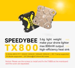 SpeedyBee TX800 VTX 5.8G 48CH PitMode 25mW/200mW/400mW/800mW Output Long Range Transmitter with 5.8 GHz Antenna For RC FPV Drone
