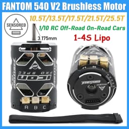 FANTOM 540 V2 10.5T/13.5T/17.5T/21.5T/25.5T Sensored Brushless Motor 3.175 Shaft for 1/10 RC Drift Racing Off-Road On-Road Cars