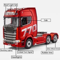 HUINA 1/18 19CH RC Truck 1501 770S Alloy Tractor 2.4G Remote Control Engineering Trailer Truck with Light and Sound Toys
