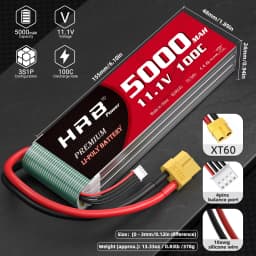 HRB 2S 3S 5S 4S 6S Lipo Battery 3300mah 4500mah 5000mah 6000mah 7.4V 11.1V 14.8V 18.5V 22.2V XT60 XT90 FPV Airplanes