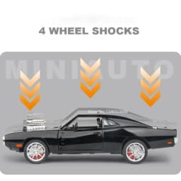 1:24 Scale Charger 1970 Alloy Car Model Toys Diecasts Metal High Simulation Vehicle with Sound and Light Car Toys Gifts for Boys