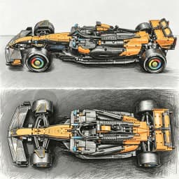 1675PCS Technical Performance Orange MCL39 Racing Car Building Blocks MOC Race Car Model Assembly Toy Birthday Gift for Boys