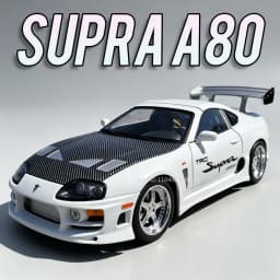 1:24 Scale Supra A80 911 GT3RS Supercar Model Toy Alloy Diecast Shock Absorption Doors Opened Sound Light Collection Sports Cars