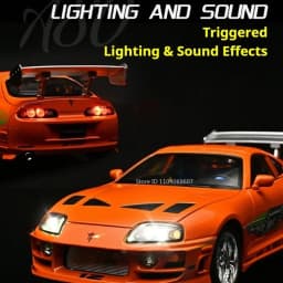 1:24 Scale Supra A80 911 GT3RS Supercar Model Toy Alloy Diecast Shock Absorption Doors Opened Sound Light Collection Sports Cars