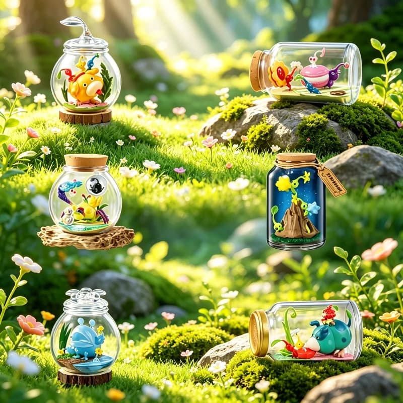 6pcs/Set Pikmin Terrarium Collection 2 Full Set Mini Figure Cute Elf Model Toy Micro Landscape Ornament Desktop Home Decor Gifts