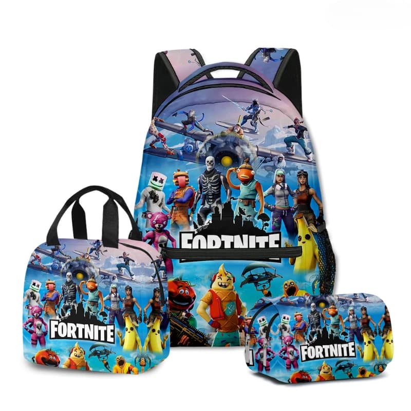 3pcs Fortnite Game Backpack Anime Schoolbag Student Shcool Bags Supplies Cosplay Pencil Bag Kawaii Lunch Bag Birthday Gift