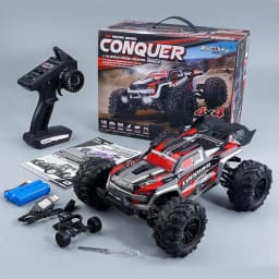 Wltoys Rc Car 1:16 50Km/H High Speed 4Wd Off-Road Monster Truck 2.4Ghz Remote Control Electric Vehicle Rechargeable 7.4V Battery Led Headlights Metal Gears Independent Suspension Hobby Toy for Adults Gift