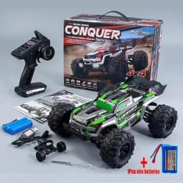 Wltoys Rc Car 1:16 50Km/H High Speed 4Wd Off-Road Monster Truck 2.4Ghz Remote Control Electric Vehicle Rechargeable 7.4V Battery Led Headlights Metal Gears Independent Suspension Hobby Toy for Adults Gift