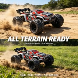 Wltoys Rc Car 1:16 50Km/H High Speed 4Wd Off-Road Monster Truck 2.4Ghz Remote Control Electric Vehicle Rechargeable 7.4V Battery Led Headlights Metal Gears Independent Suspension Hobby Toy for Adults Gift