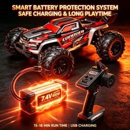 Wltoys Rc Car 1:16 50Km/H High Speed 4Wd Off-Road Monster Truck 2.4Ghz Remote Control Electric Vehicle Rechargeable 7.4V Battery Led Headlights Metal Gears Independent Suspension Hobby Toy for Adults Gift