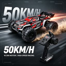 Wltoys Rc Car 1:16 50Km/H High Speed 4Wd Off-Road Monster Truck 2.4Ghz Remote Control Electric Vehicle Rechargeable 7.4V Battery Led Headlights Metal Gears Independent Suspension Hobby Toy for Adults Gift