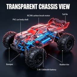 Wltoys Rc Car 1:16 50Km/H High Speed 4Wd Off-Road Monster Truck 2.4Ghz Remote Control Electric Vehicle Rechargeable 7.4V Battery Led Headlights Metal Gears Independent Suspension Hobby Toy for Adults Gift