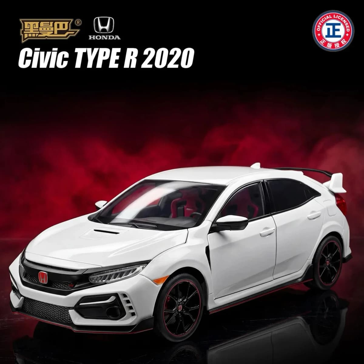 1:18 Honda Civic Type R Alloy Car Model Slide Multi-door Light Toy Ornament Diecast Alloy Car Model Collectible Gift