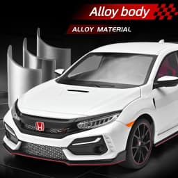 1:18 Honda Civic Type R Alloy Car Model Slide Multi-door Light Toy Ornament Diecast Alloy Car Model Collectible Gift