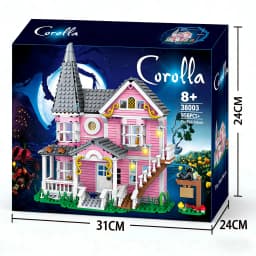 Coraline‘s Iconic Pink Palace Building Blocks Set,Fantasy Haunted House Model for Display,Unique Collector’s Gift for Movie Fans