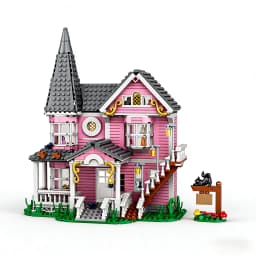 Coraline‘s Iconic Pink Palace Building Blocks Set,Fantasy Haunted House Model for Display,Unique Collector’s Gift for Movie Fans