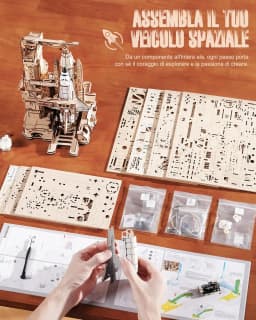 Robotime Rokr 3D Puzzles Space Shuttle Interactive DIY Building Model with Lighting Airplane Wooden Puzzles Desk Decor for Audlt
