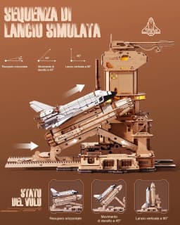 Robotime Rokr 3D Puzzles Space Shuttle Interactive DIY Building Model with Lighting Airplane Wooden Puzzles Desk Decor for Audlt