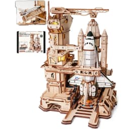 Robotime Rokr 3D Puzzles Space Shuttle Interactive DIY Building Model with Lighting Airplane Wooden Puzzles Desk Decor for Audlt