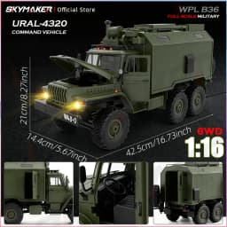 WPL B36 B36-2 B36-3 6WD RC Car 1:16 Full Scale Military Transport Vehicle Model Six Wheel Drive Climbing Off-Road RC Truck Toys