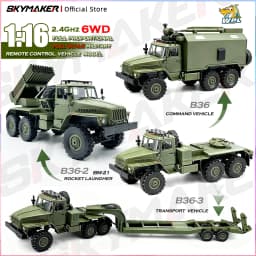 WPL B36 B36-2 B36-3 6WD RC Car 1:16 Full Scale Military Transport Vehicle Model Six Wheel Drive Climbing Off-Road RC Truck Toys