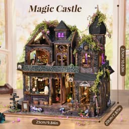 Magic Castle Book Nook Kit 3D DIY Wooden Puzzle Handmade Bookshelf Dollhouse Model Bookend Building Home Decor